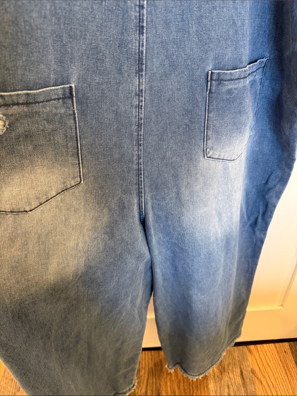 Casual Light Blue Distressed Denim Overalls - Women Jeans - Picture 9 of 9